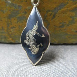 Niello Siamese Dancers Charm Sterling Silver